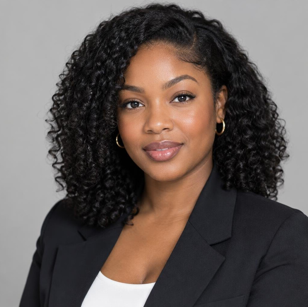 Portrait of a confident woman with curly hair